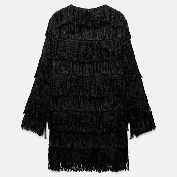 NWT ZARA FRINGE MINI DRESS ZW COLLECTION SIZE S - Picture 7 of 11